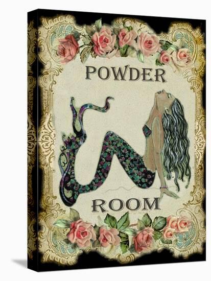 Powder Room Mermaid with Vintage Roses-sylvia pimental-Stretched Canvas