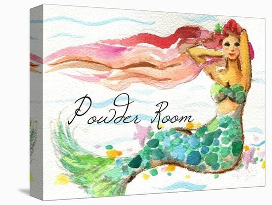 Powder Room Red Hair Mermaid-sylvia pimental-Stretched Canvas