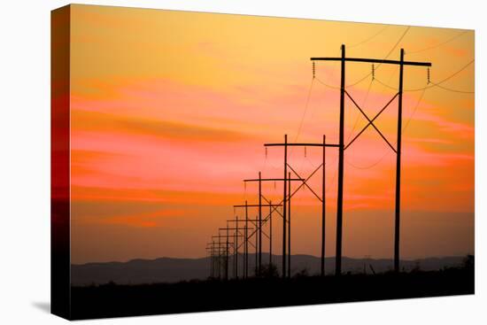 Power Lines Reach across the Desert at Sunset-Richard Wright-Premier Image Canvas