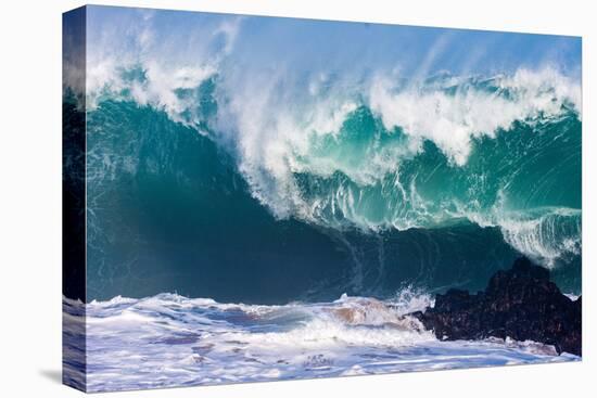 Powerful wave breaking off a beach, Hawaii-Mark A Johnson-Premier Image Canvas