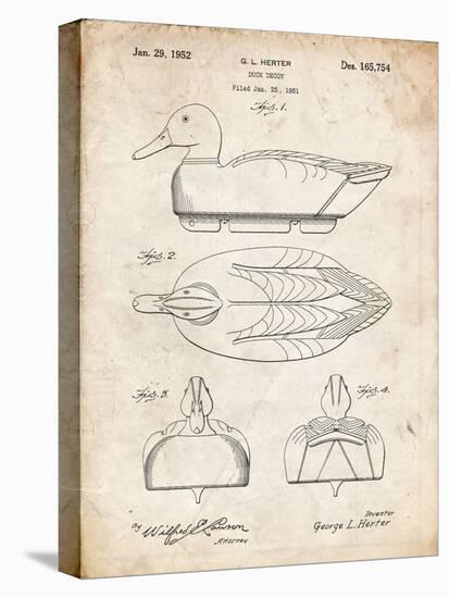 PP1001-Vintage Parchment Propelled Duck Decoy Patent Poster-Cole Borders-Premier Image Canvas