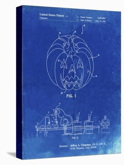 PP1003-Faded Blueprint Pumpkin Patent Poster-Cole Borders-Premier Image Canvas