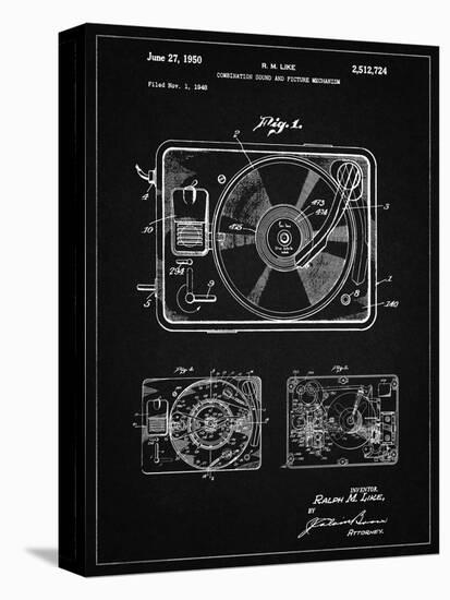 PP1009-Vintage Black Record Player Patent Poster-Cole Borders-Premier Image Canvas