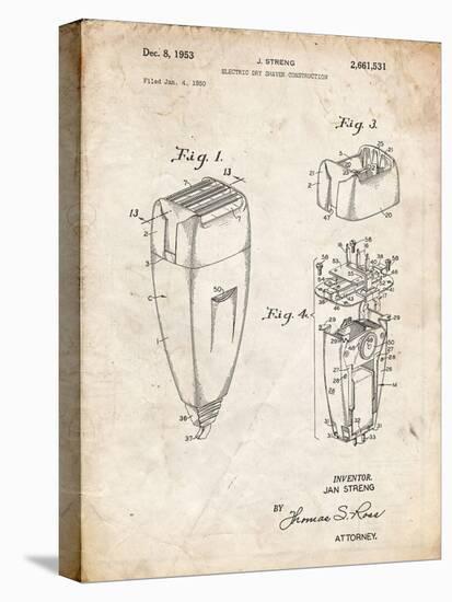 PP1011-Vintage Parchment Remington Electric Shaver Patent Poster-Cole Borders-Premier Image Canvas