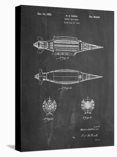 PP1017-Chalkboard Rocket Ship Model Patent Poster-Cole Borders-Premier Image Canvas