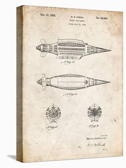 PP1017-Vintage Parchment Rocket Ship Model Patent Poster-Cole Borders-Premier Image Canvas