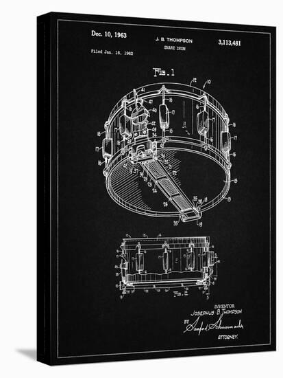 PP1018-Vintage Black Rogers Snare Drum Patent Poster-Cole Borders-Premier Image Canvas