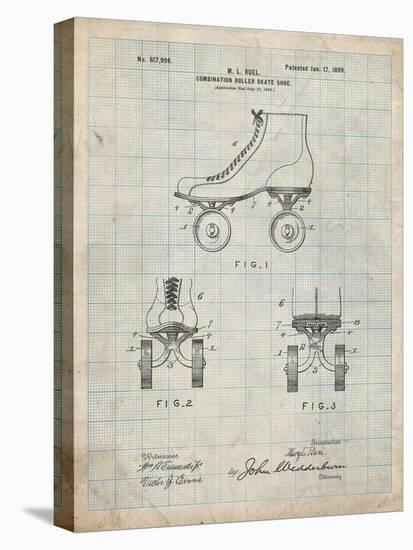 PP1019-Antique Grid Parchment Roller Skate 1899 Patent Poster-Cole Borders-Premier Image Canvas