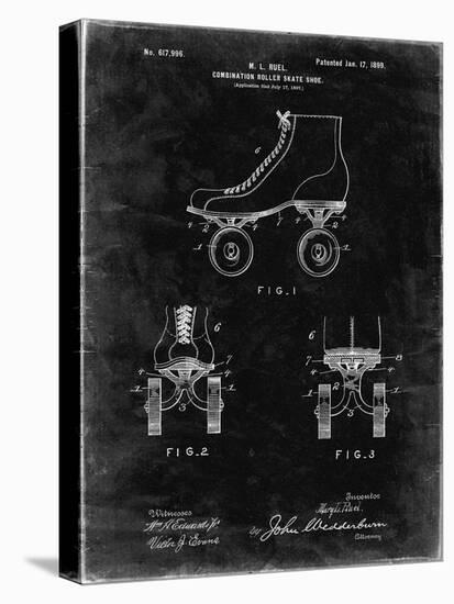 PP1019-Black Grunge Roller Skate 1899 Patent Poster-Cole Borders-Premier Image Canvas