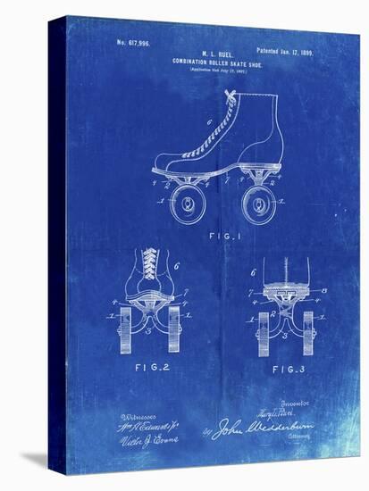 PP1019-Faded Blueprint Roller Skate 1899 Patent Poster-Cole Borders-Premier Image Canvas