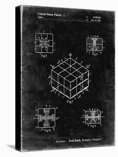 PP1022-Black Grunge Rubik's Cube Patent Poster-Cole Borders-Premier Image Canvas
