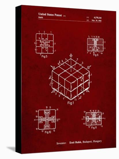 PP1022-Burgundy Rubik's Cube Patent Poster-Cole Borders-Premier Image Canvas