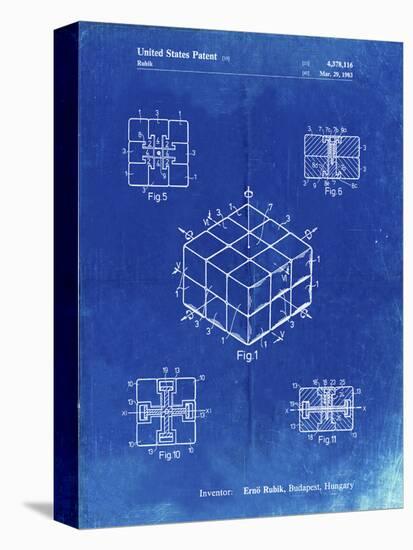 PP1022-Faded Blueprint Rubik's Cube Patent Poster-Cole Borders-Premier Image Canvas