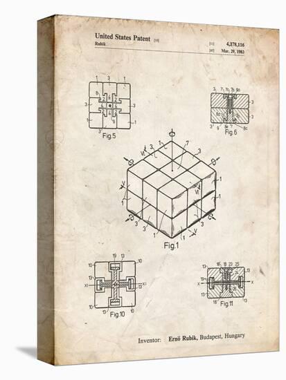 PP1022-Vintage Parchment Rubik's Cube Patent Poster-Cole Borders-Premier Image Canvas