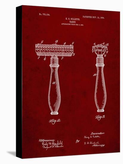 PP1026-Burgundy Safety Razor Patent Poster-Cole Borders-Premier Image Canvas