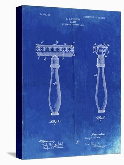 PP1026-Faded Blueprint Safety Razor Patent Poster-Cole Borders-Premier Image Canvas