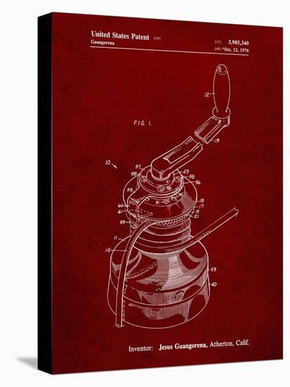 PP1027-Burgundy Sailboat Winch Patent Poster-Cole Borders-Premier Image Canvas