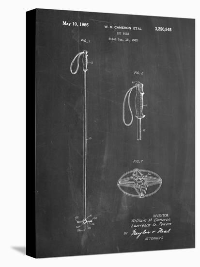 PP1038-Chalkboard Ski Pole Patent Poster-Cole Borders-Premier Image Canvas