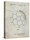 PP1047-Antique Grid Parchment Soccer Ball Layers Patent Poster-Cole Borders-Premier Image Canvas