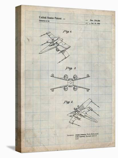 PP1060-Antique Grid Parchment Star Wars X Wing Starfighter Star Wars Poster-Cole Borders-Premier Image Canvas