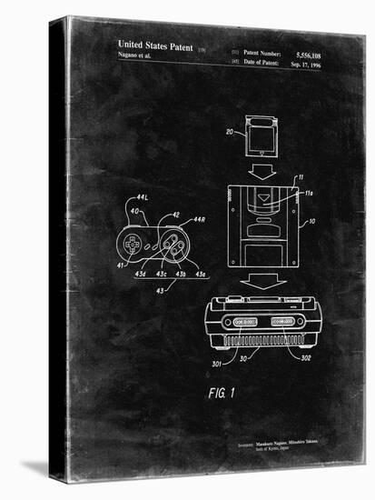 PP1072-Black Grunge Super Nintendo Console Remote and Cartridge Patent Poster-Cole Borders-Premier Image Canvas