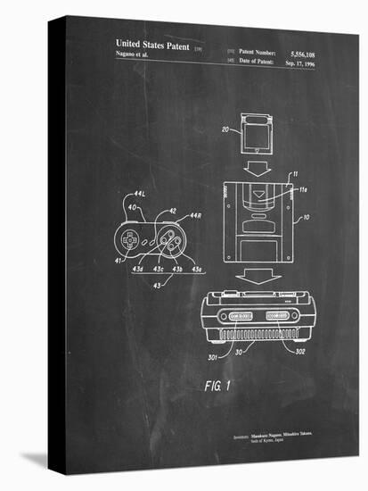 PP1072-Chalkboard Super Nintendo Console Remote and Cartridge Patent Poster-Cole Borders-Premier Image Canvas