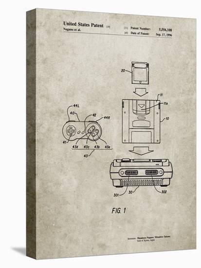 PP1072-Sandstone Super Nintendo Console Remote and Cartridge Patent Poster-Cole Borders-Premier Image Canvas