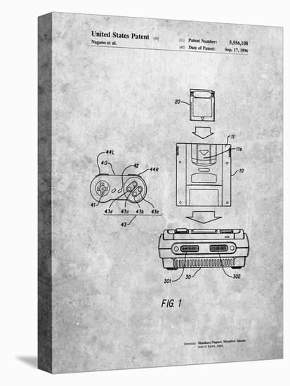 PP1072-Slate Super Nintendo Console Remote and Cartridge Patent Poster-Cole Borders-Premier Image Canvas
