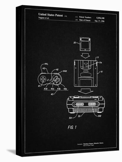 PP1072-Vintage Black Super Nintendo Console Remote and Cartridge Patent Poster-Cole Borders-Premier Image Canvas