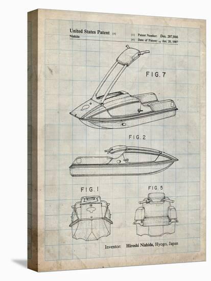 PP1076-Antique Grid Parchment Suzuki Jet Ski Patent Poster-Cole Borders-Premier Image Canvas