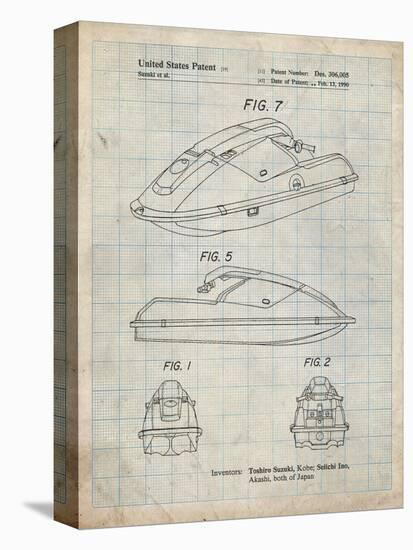 PP1077-Antique Grid Parchment Suzuki Wave Runner Patent Poster-Cole Borders-Premier Image Canvas