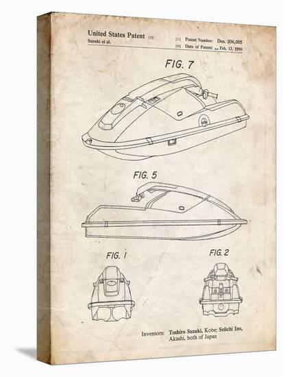 PP1077-Vintage Parchment Suzuki Wave Runner Patent Poster-Cole Borders-Premier Image Canvas