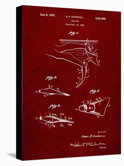 PP1079-Burgundy Swim Fins Patent Poster-Cole Borders-Premier Image Canvas
