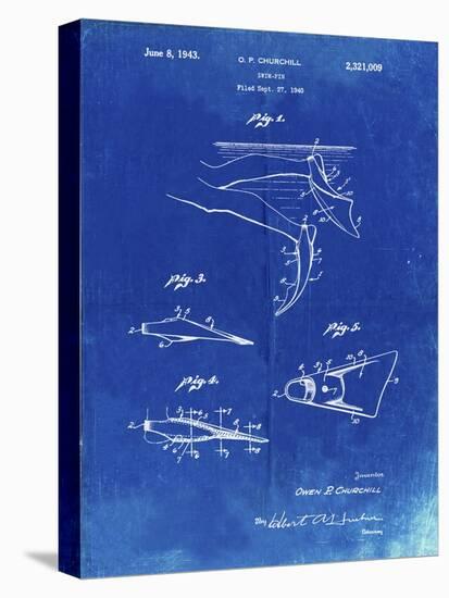 PP1079-Faded Blueprint Swim Fins Patent Poster-Cole Borders-Premier Image Canvas