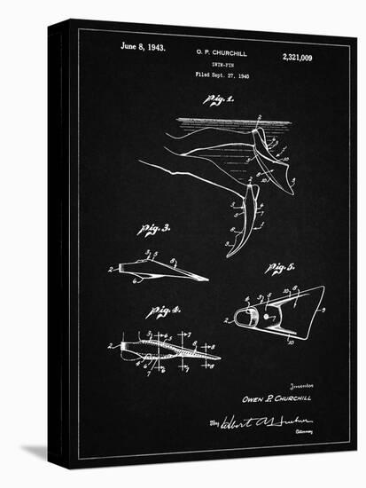 PP1079-Vintage Black Swim Fins Patent Poster-Cole Borders-Premier Image Canvas