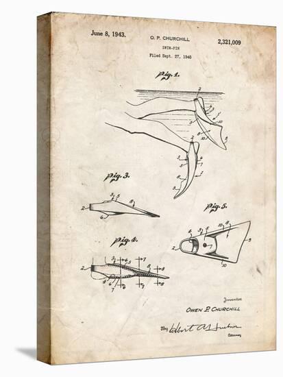 PP1079-Vintage Parchment Swim Fins Patent Poster-Cole Borders-Premier Image Canvas