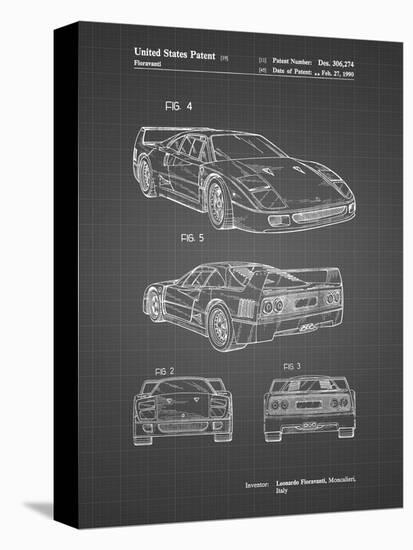 PP108-Black Grid Ferrari 1990 F40 Patent Poster-Cole Borders-Premier Image Canvas