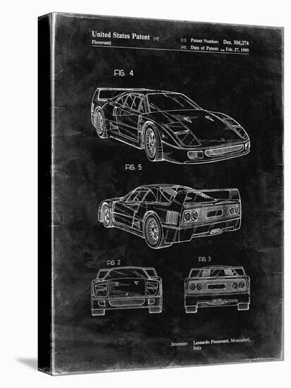 PP108-Black Grunge Ferrari 1990 F40 Patent Poster-Cole Borders-Premier Image Canvas