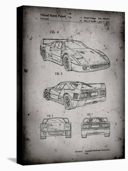 PP108-Faded Grey Ferrari 1990 F40 Patent Poster-Cole Borders-Premier Image Canvas