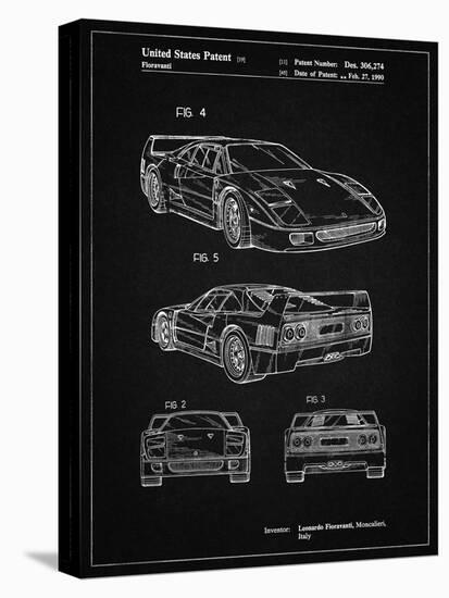 PP108-Vintage Black Ferrari 1990 F40 Patent Poster-Cole Borders-Premier Image Canvas