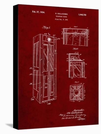 PP1088-Burgundy Telephone Booth Patent Poster-Cole Borders-Premier Image Canvas