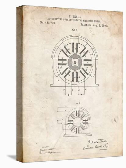 PP1092-Vintage Parchment Tesla Coil Patent Poster-Cole Borders-Premier Image Canvas