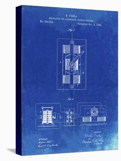 PP1095-Faded Blueprint Tesla Regulator for Alternate Current Motor Patent Poster-Cole Borders-Premier Image Canvas