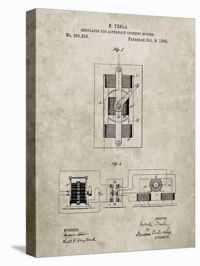 PP1095-Sandstone Tesla Regulator for Alternate Current Motor Patent Poster-Cole Borders-Premier Image Canvas