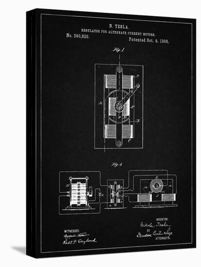 PP1095-Vintage Black Tesla Regulator for Alternate Current Motor Patent Poster-Cole Borders-Premier Image Canvas