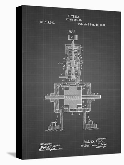 PP1096-Black Grid Tesla Steam Engine Patent Poster-Cole Borders-Premier Image Canvas