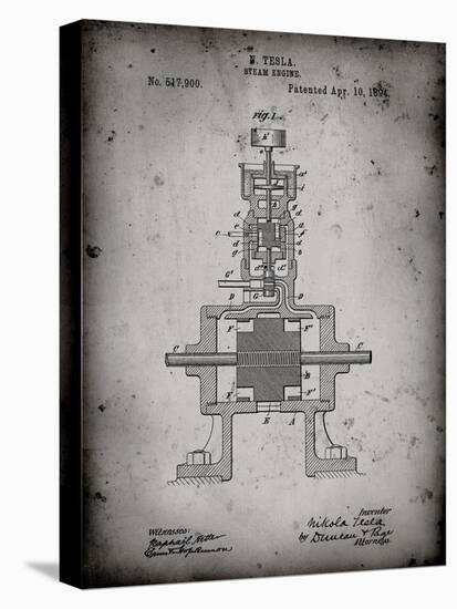 PP1096-Faded Grey Tesla Steam Engine Patent Poster-Cole Borders-Premier Image Canvas