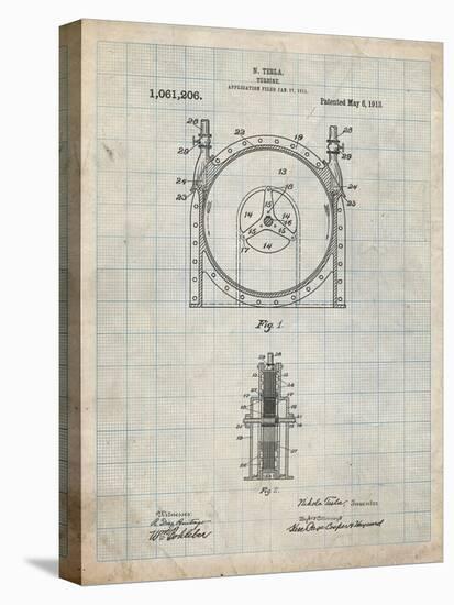 PP1097-Antique Grid Parchment Tesla Turbine Patent Poster-Cole Borders-Premier Image Canvas