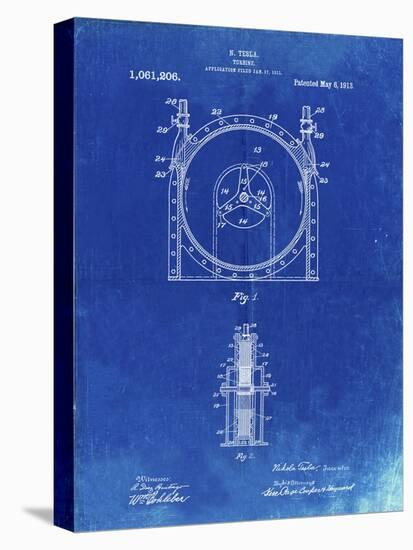 PP1097-Faded Blueprint Tesla Turbine Patent Poster-Cole Borders-Premier Image Canvas