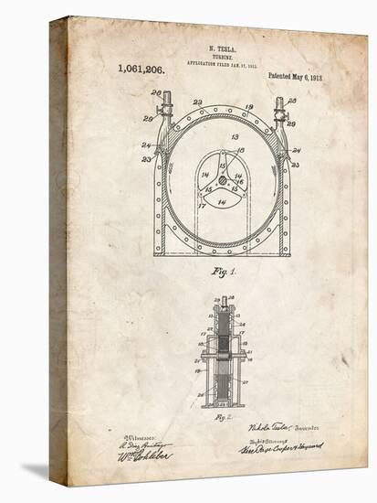 PP1097-Vintage Parchment Tesla Turbine Patent Poster-Cole Borders-Premier Image Canvas